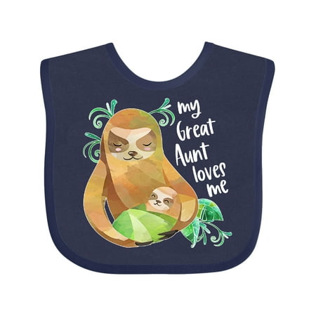 

Inktastic My Great Aunt Loves Me Cute Sloth and Baby Gift Baby Boy or Baby Girl Bib