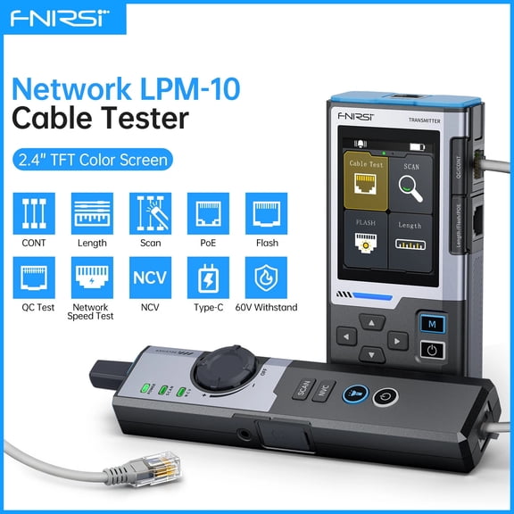 FNIRSI Multifunction Network Cable Tester - 2.4" TFT Screen, Cable Tracer, PoE/NCV/Length Test for RJ45/RJ11 Ethernet Telephone Cables, Network Troubleshooting Tool