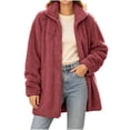 thumbnail image 4 of QIYAGBSA Sherpa Fleece Jackets for Women Stand Collar Full Zip Oversized Fuzzy Plush Long Sleeve Coats with Pockets Fall Winter Warm Outerwear, 4 of 9