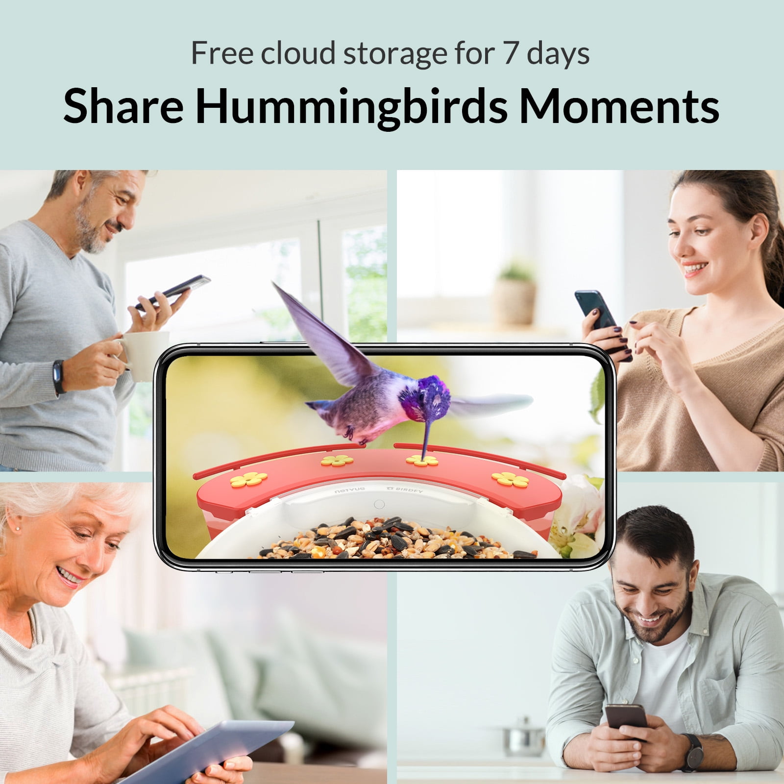 Birdfy Hummingbird Feeder Camera, Bird Feeders with Camera and Solar Panel, 1080P wide-angle camera for real-time bird watching, Ideal Gift for Hummingbird Lovers