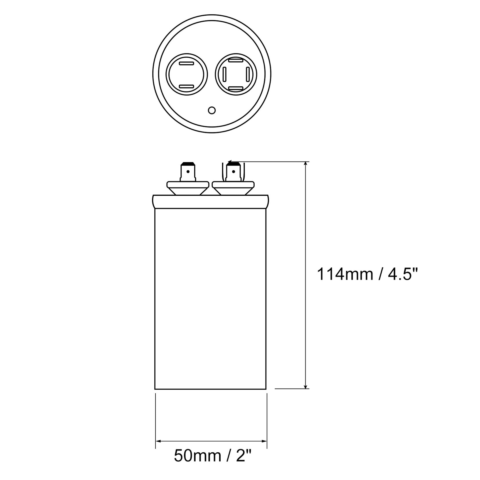 Uxcell 45uF 450V AC Aluminum Case with Terminal Round CBB65 Run Capacitor 2 Pack