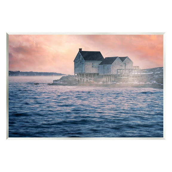 Stupell Coastal Cottage Seaside Ocean Waves Landscape Photography Wall Plaque Unframed Art Print Wall Art
