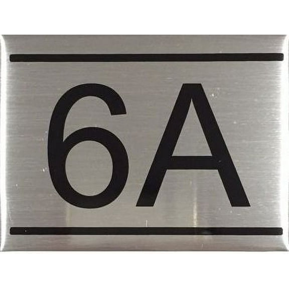 APARTMENT NUMBER SIGN -6A -BRUSHED ALUMINUM (2.25X3, Aluminium))