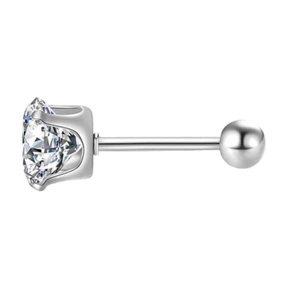 KDSJSXW Pearl Necklaces for Women Stainless Steel Six Jaw Zircon Earrings 3A Zircon Screws Screw Round Cake Earrings Ornaments Stainless Steel Stud Earrings Pearl Earrings for Women (Beige,A)