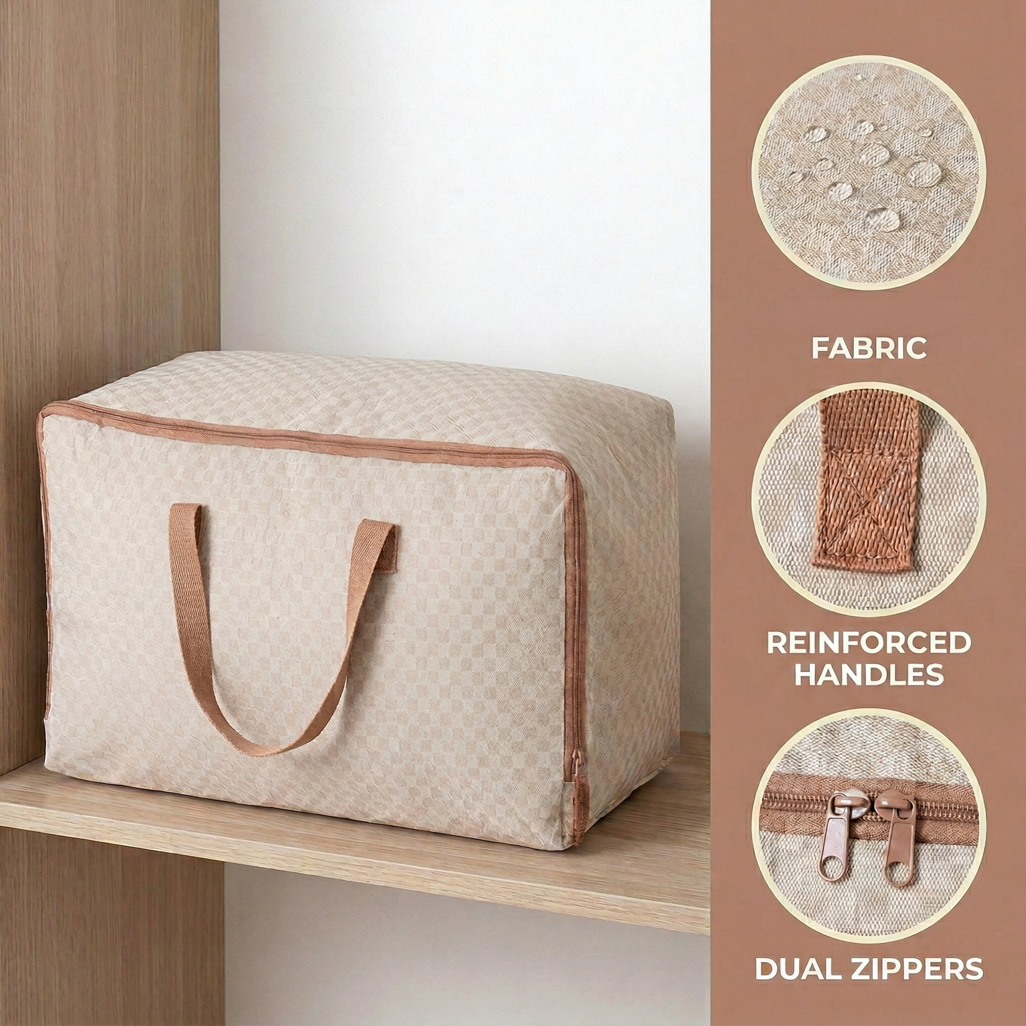 Unique Bargains Storage Floral Moving Bags for Organizing Clothing Brown 19.7"x11.8"x9.8"