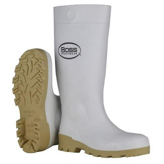 16 in. PVC Plain Waterproof Boots for Unisex, White - Size 11 US - Set of 2