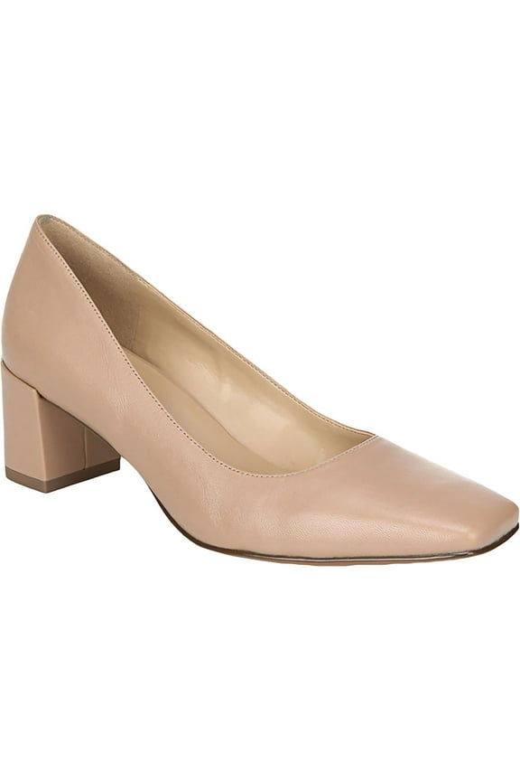 Womens Karina Leather Square Toe Pumps