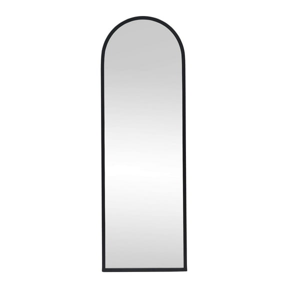 Parisloft Classic Metal Framed Arched Wall-Mounted / Leaning Mirror, Black, 15.75" W x 47.625" H