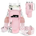 thumbnail image 6 of Initial Water Bottle Holder with Strap for Stanley Cup 40 oz Tumbler, Water Bottle Carrier Bag with Phone Pocket & Carabiner for Stanley Cup Accessories, 6 of 8