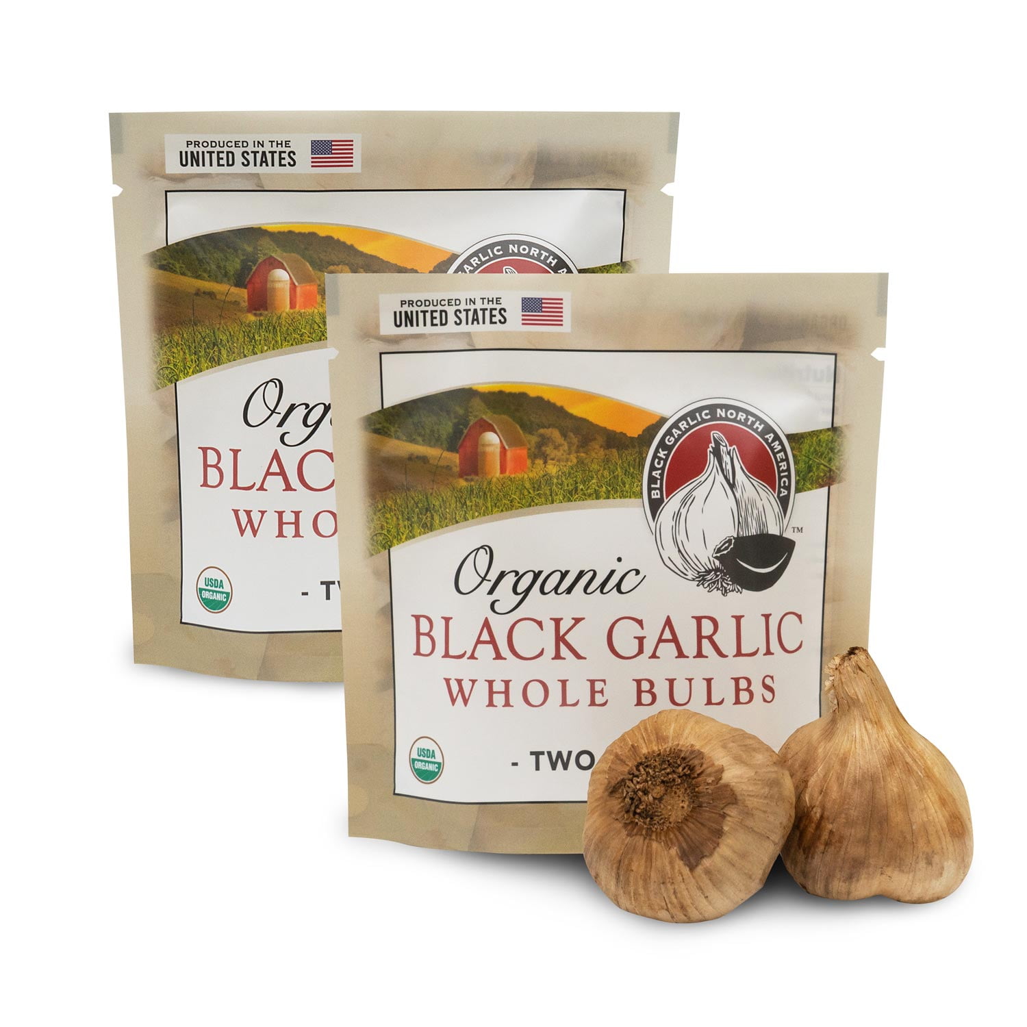 Organic Whole Bulbs of Black Garlic - 2 Packs of 2 Bulbs Each