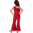 thumbnail image 2 of IEFIEL Kids Girls Oblique Shoulder Ballet Jumpsuit Sports Gymnastics Dance Leotard Sparkle Rhinestone Unitard Dance Outfit Burgundy 6, 2 of 7