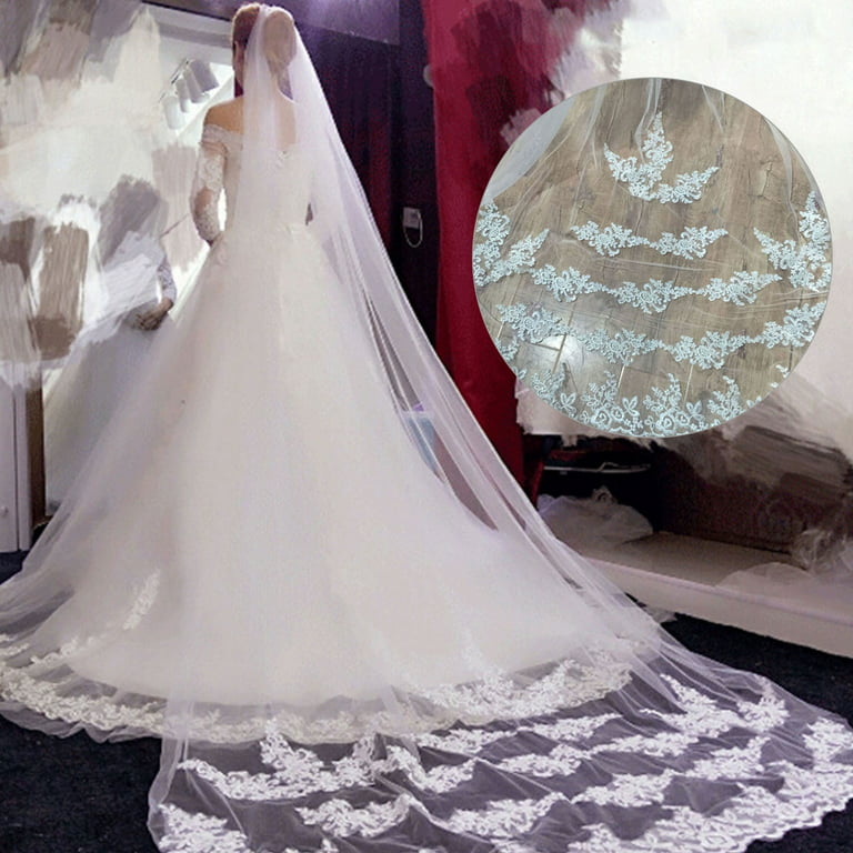 Cathedral Length Wedding Bridal Veil Full Edge Tulle White Veils