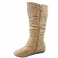 thumbnail image 2 of Bank-85 Women's Fashion Zipper Big Buckle Slouch Casual Flat Heel Mid Calf Round Toe Boots, 2 of 2