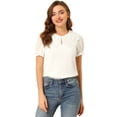 thumbnail image 1 of Allegra K Blusa De Lunares Suizos Con Cuello De Solapa Y Mangas Con Volantes Para Mujer Blanco XS, 1 of 6