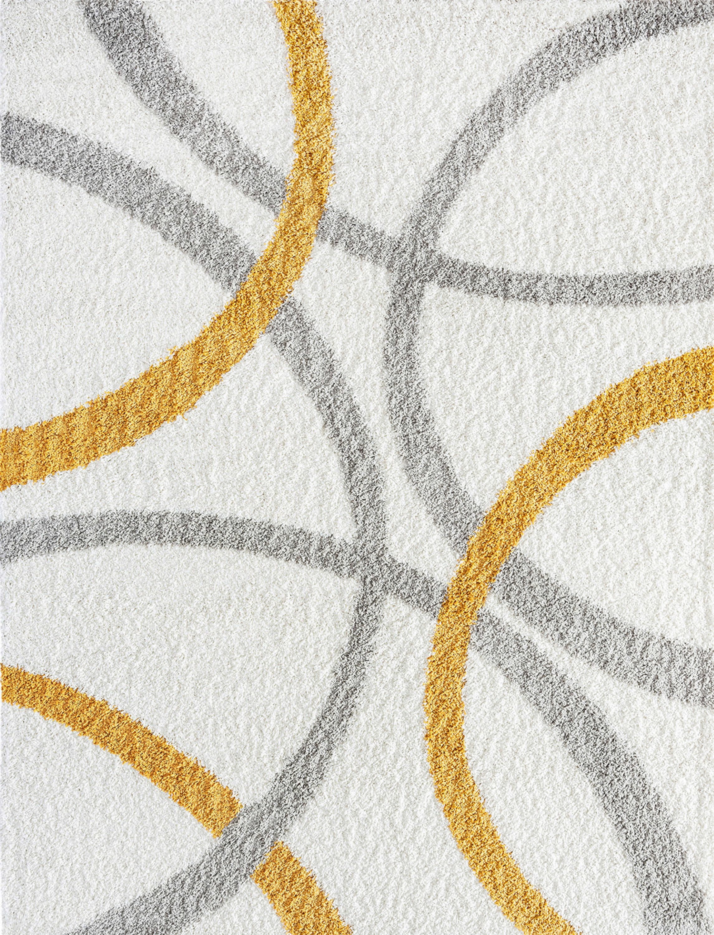 Bliss Rug Abstract Indoor Shag Rug for Living Room, Bedroom, Kids Room |Yellow/White, 9' x 12' (8'10''x12'2'')