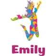 thumbnail image 1 of Colorful Paint Woman Jumping Customized Wall Decal - Custom Vinyl Wall Art - Personalized Name - Baby Girls Boys Kids Bedroom Wall Decal Room Decor Wall Stickers Decoration Size (30x15 inch), 1 of 2