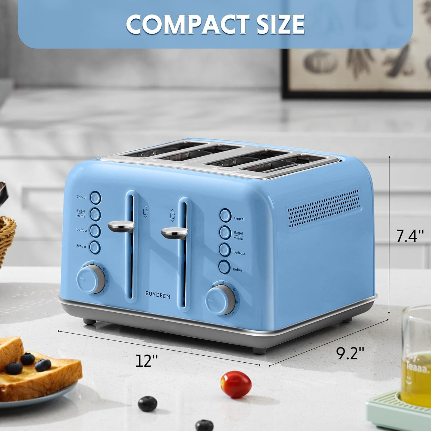 DT620 2-Slice Toaster, Extra Wide Slots, Retro Stainless Steel with High Lift Lever, Bagel and Muffin Function, Removal Crumb Tray, 7-Shade Settings,Mellow Yellow