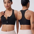 thumbnail image 4 of Feancey Womens Racerback Sports Bras Mesh Breathable Zipper Front Closure Bra Comfort No Underwire Yoga Workout Bra Solid Color Push Up Bralettes Black L, 4 of 6