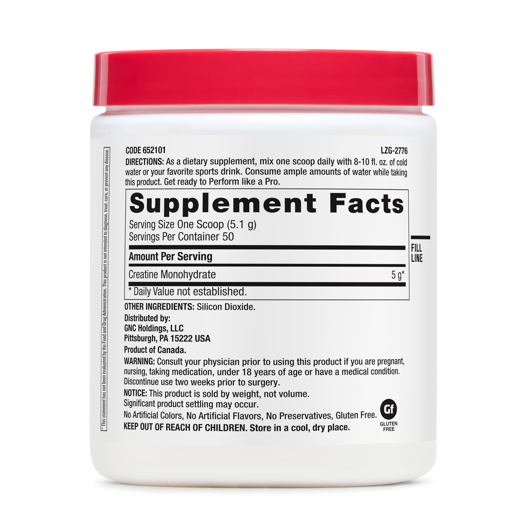 GNC Pro Performance Micronized Creatine Monohydrate Powder for Women & Men, 5g Creatine Per Serving, Muscle Building, Energy Production, Endurance, Performance, 50 Servings