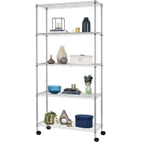 FDW Wire Shelving Unit Metal Shelf Organizer Heavy Duty Wire Rack Storage Unit Rack Utility for Bathroom Office Kitchen (Black, 14" D x 30" W x 60" H)
