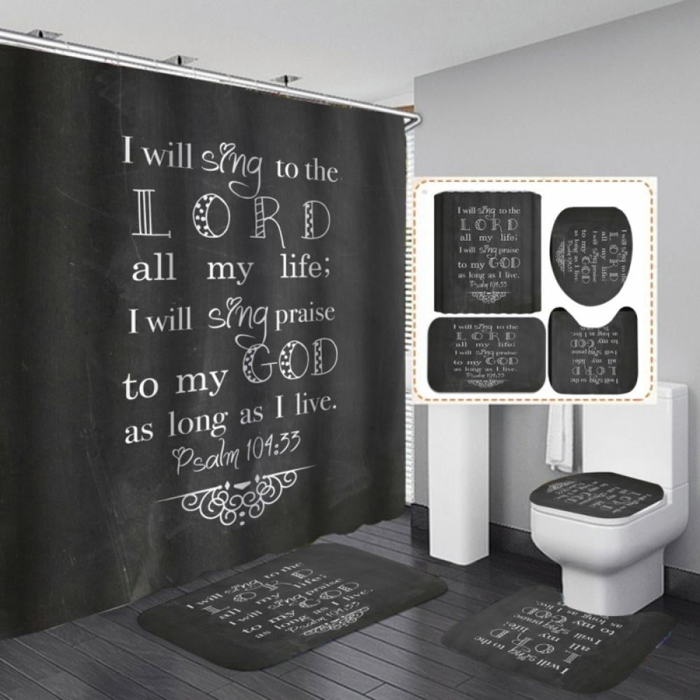 Leonard 4pcs Shower Curtain Sets Bathroom Set Shower Curtain Sets with Rugs Bathroom Sets Shower Curtain Set Bathroom Shower Curtain Sets with Rugs Bathroom Curtains Shower Set Shower Accessories