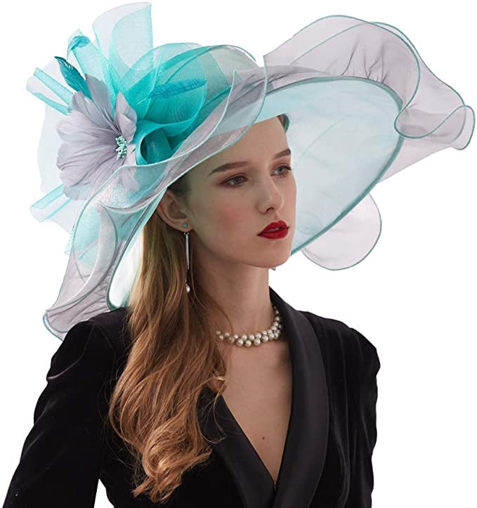 Women Organza Hats Two Wear Ways,Hat Flower Can Be Used As a  display picture 3