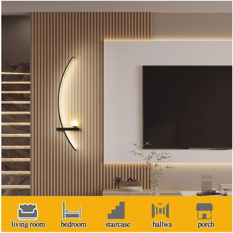 Modern LED Wall Sconces Set of 2, Linear Wall Lights, 3 Color Changing Metal Wall Light Fixture, Hardwired for Living Room, Bedroom, Hallway(55cm)