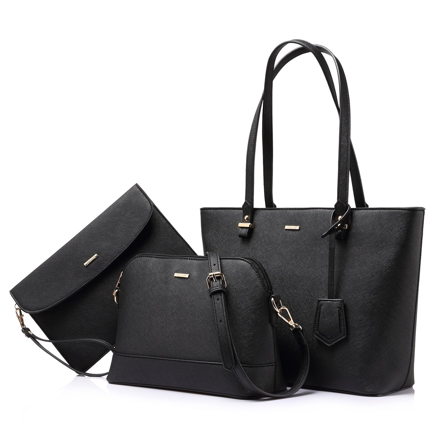 Lovevook Handbags For Women Tote Bag Shoulder Bags Fashion Satchel Top Handle Structured Purse Set Designer Purses 3pcs Pu Stand Gift Classical Black