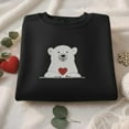 thumbnail image 2 of Polar Bear With Mini Heart Embroidery Sweatshirt, Cute Winter Animal Embroidery Shirt, Cozy Bear Crewneck, Sweet Bear Lover Gift, 2 of 5