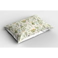 thumbnail image 2 of Ambesonne Floral Pillow Sham 2 Pack, Vintage Garden Plants, 30"x20", Reseda Green Beige, 2 of 3