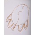 thumbnail image 3 of Delicada cadena para la cabeza para mujer, cadena para la cabeza de novia con cristales de diamantes de imitación en tono dorado, accesorio para el cabello de boda, joyería de disfraz india, diadema, 3 of 6