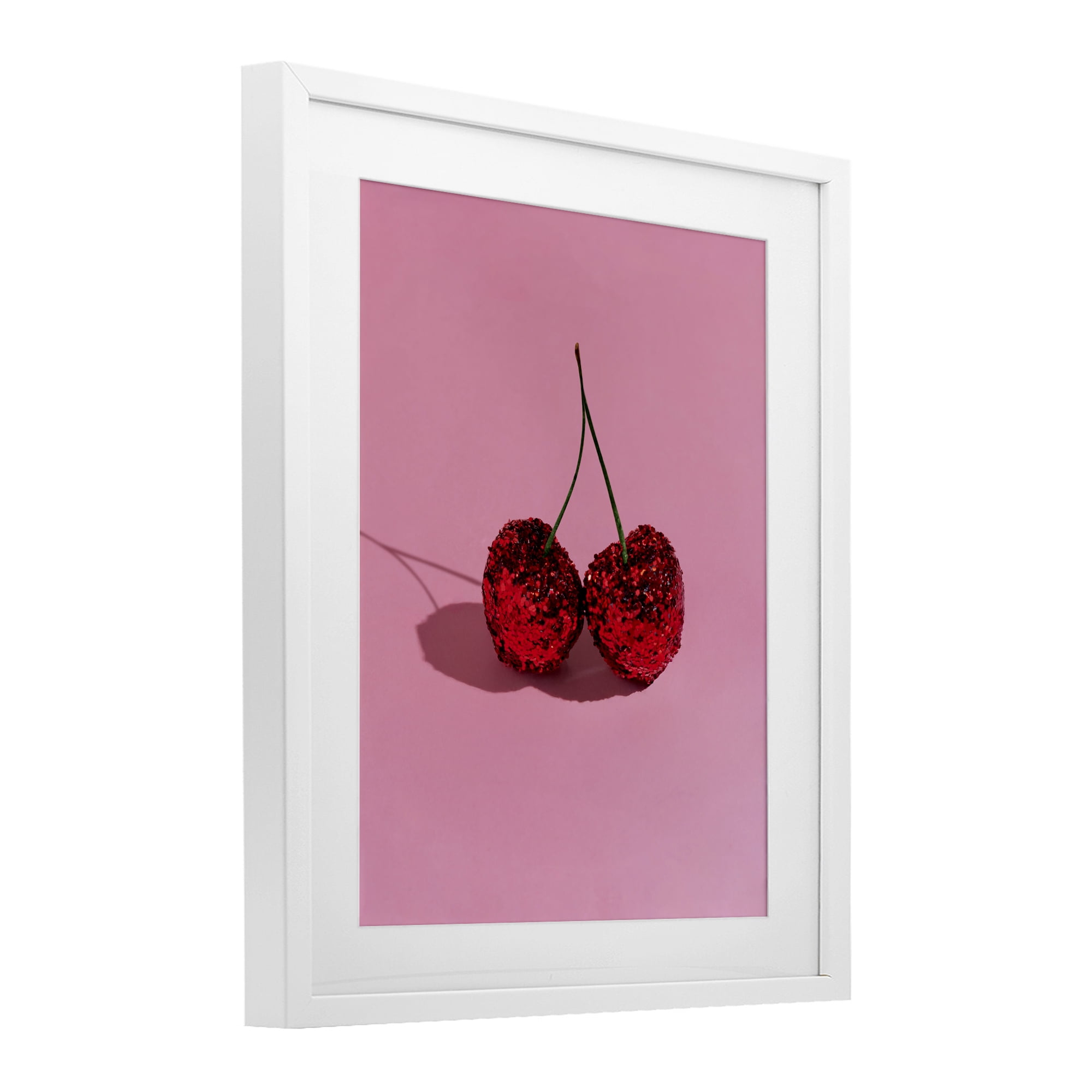 Stupell Industries Glitter Encrusted Cherries White Framed Print Under Glass, design by LISH Creative