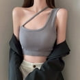thumbnail image 4 of Women's Crop Tops Shoulder Ribbed Seamless Exercise Workout Tank Tops, 4 of 5