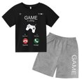 thumbnail image 3 of Conjunto de camiseta y pantalones cortos con estampado de máquina de juego de arte de grafiti para niños, moda de verano, informal, de manga corta, para niños y niñas, 3 of 5