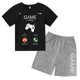 thumbnail image 3 of Conjunto de camiseta y pantalones cortos con estampado de máquina de juego de arte de grafiti para niños, moda de verano, informal, de manga corta, para niños y niñas, 3 of 5