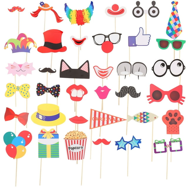36 piezas de accesorios para fotomatón, ideales para bodas, cumpleaños, carnavales, despedidas de soltera y disfraces.