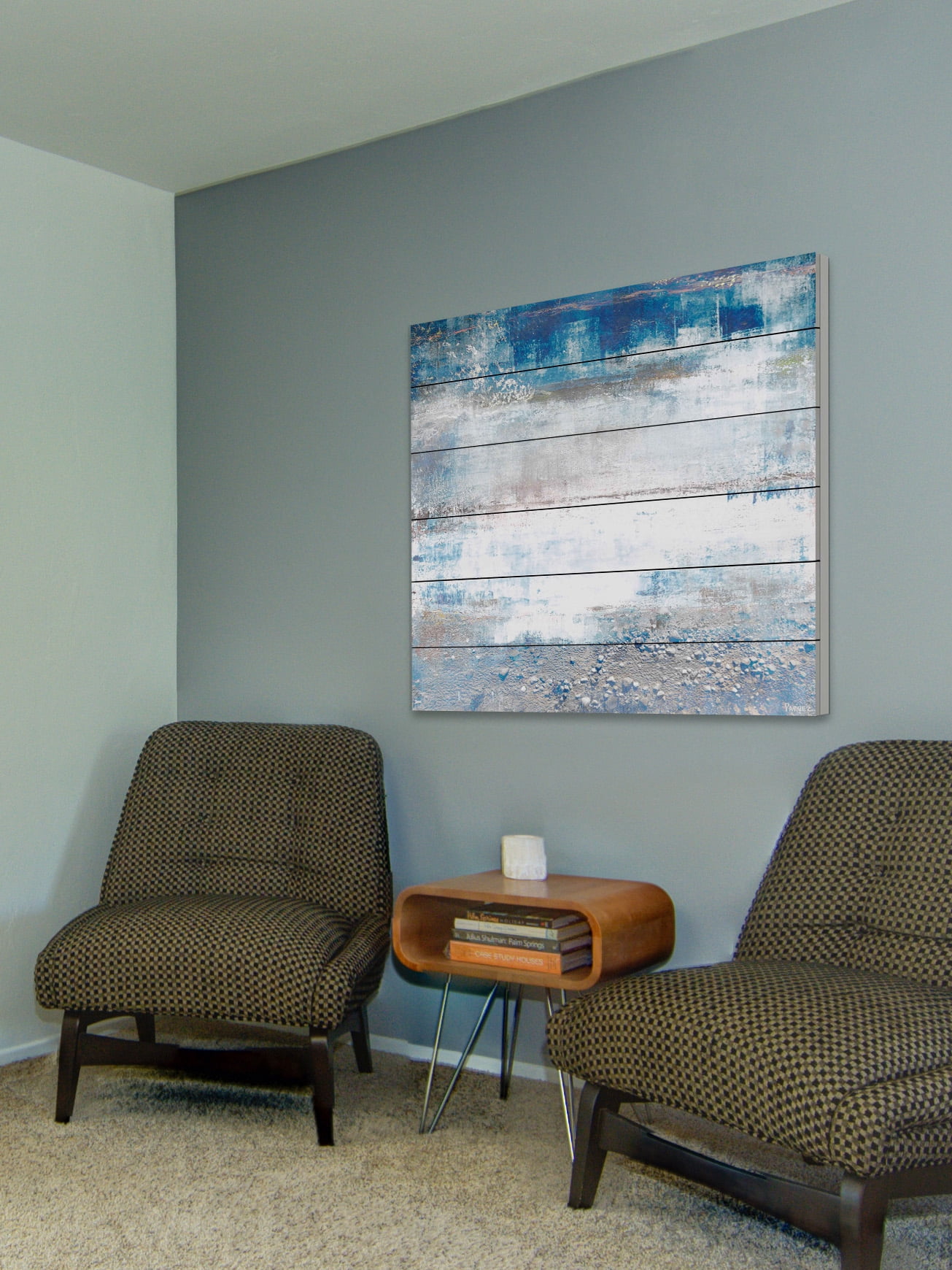 "White Splash" Painting Print on White Wood
