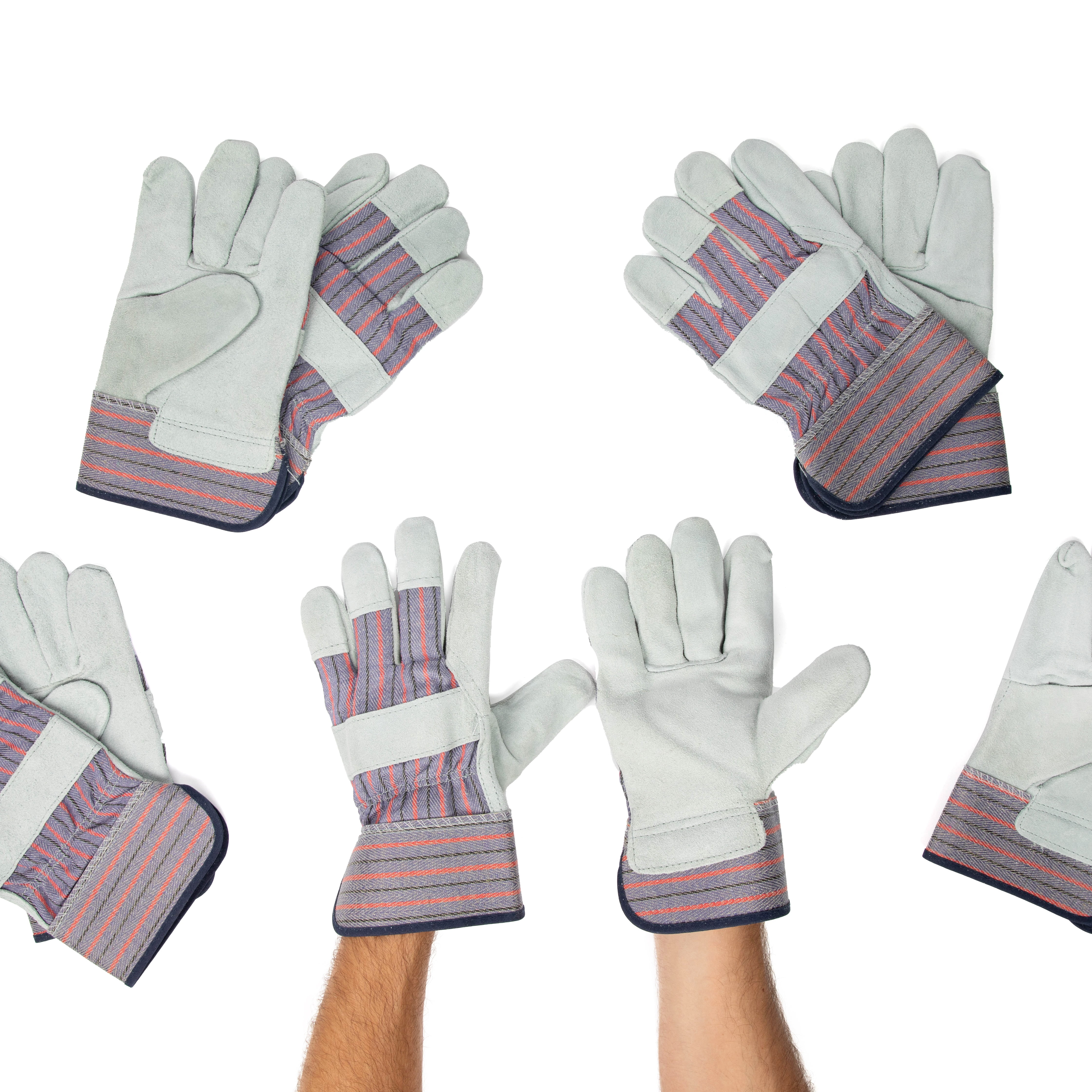 G & F Regular Cowhide Leather Palm Gloves with Rubberized