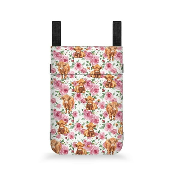 COEQINE Highland Cow Crutch Case Flower Medical Crutch Accessories Cane Pouches Lightweight Tote for Broken Leg Crutches Mobility Cane Pouch Gifts for Kids Girls