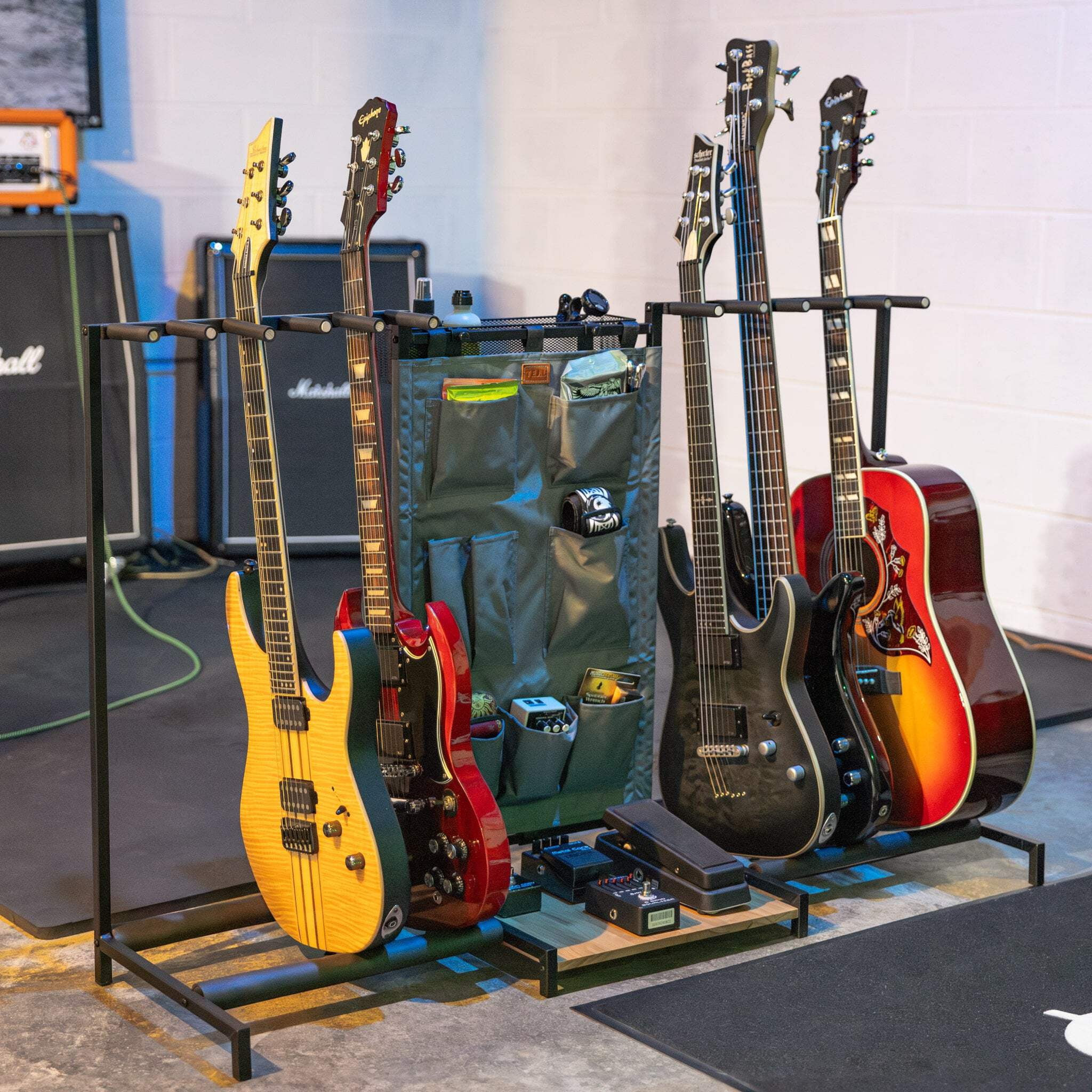 Large Guitar Organizer Rack, Floor Stand Holds 10 Guitars, Equipment Accessory Storage, The Headliner