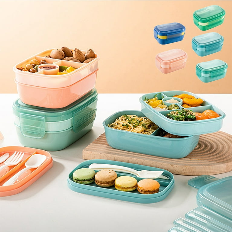UDIYO Lunch Container Good Sealing Compartment Large Capacity with  Tableware 3 Layers Multiple Grid Lunch Food Box Daily Use 