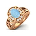 thumbnail image 2 of 8x6mm Oval Larimar 925 Sterling Silver Rose Vermeil Filigree Celtic Women Valentines Day Gifts Ring, 2 of 4
