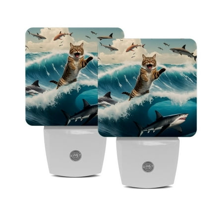 

Night Lights Plug Into Wall [2 Pack] Night Light for Kids LED Nightlight with Dusk to Dawn Sensor for Bathroom Decor Children Room Animal Artistic Cat Ocean Vintage Japanese