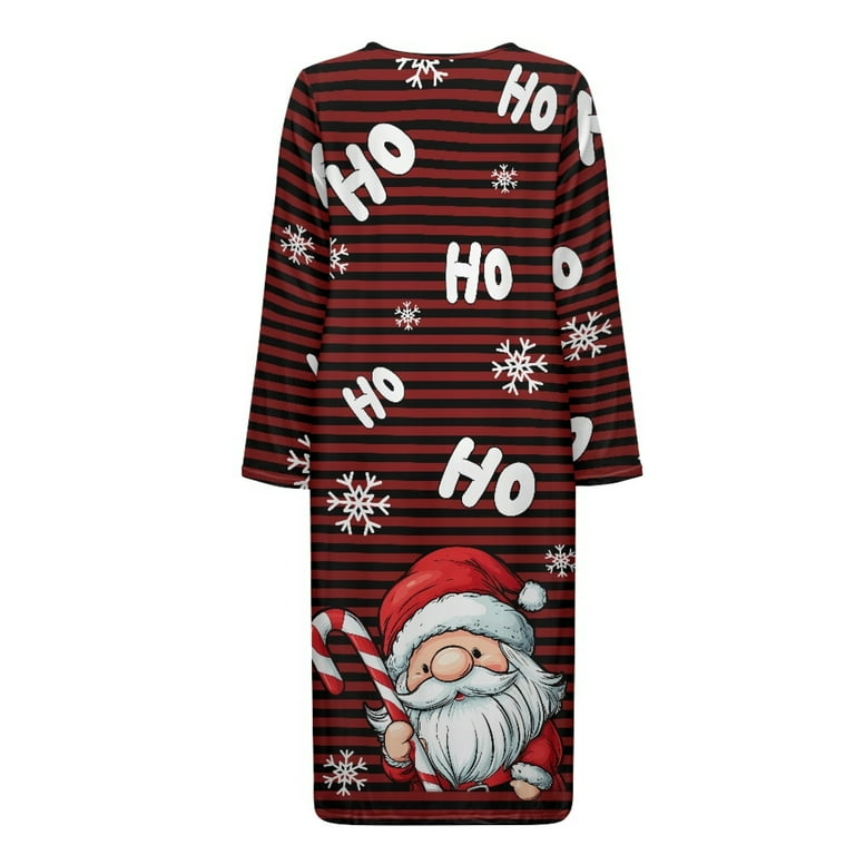 Yuyamidu Santa Claus Zipper Front Robes for Women HO-HO-HO Loungewear  Christmas Long Sleeve Bathrobe with Pockets Snowflake Sleepwear Size XL,  Red Black Stripes Night Gowns - Walmart.com