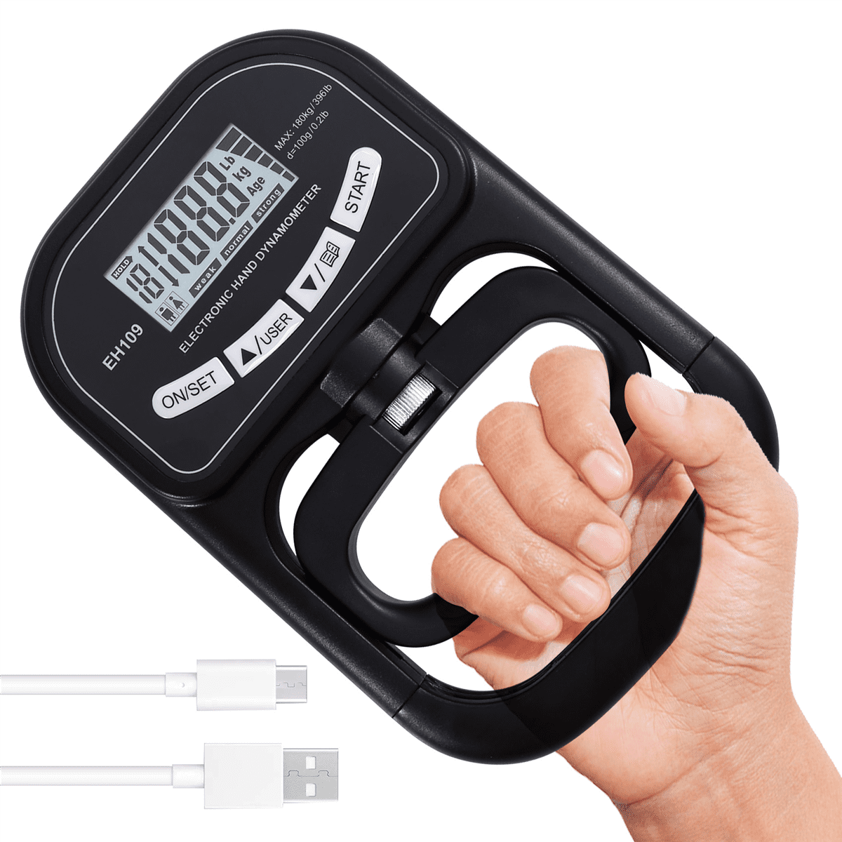 265 Lbs / 120Kgs Hand Dynamometer Grip Strength Trainer-Electronic Tester Strengthener