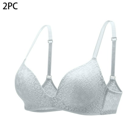 Mrat Womens Bralette Comfort Women Steel Free Bra Lace Breathable Gathering Thin Triangular Cup Girl Underwear Small Bra Bras Bras for Women Plus Size S-967 Gray L