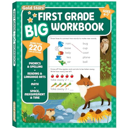 Pre-Owned First Grade Big Workbook Ages 6 - 7: 220+ Activities, Phonics, Spelling, Reading, Language Arts, Math, Space, Measurement and Time (Gold Stars Series) (Other)