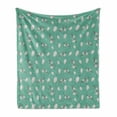 thumbnail image 1 of Pine Cone Soft Flannel Fleece Blanket, Forest Spruce Tree Fir Conifers on Pastel Retro Striped Backdrop Hand Drawn, Cozy Plush for Indoor and Outdoor Use, 50" x 60", White Sea Green, by Ambesonne, 1 of 6