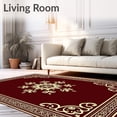 thumbnail image 2 of ODIKA 4'x6' Machine Washable Non-Slip Area Rug, Vintage Ornament Medallion Shower with Gilded Baroque Details High Traffic Rug with Pad, Red, 651541, 2 of 8