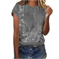 thumbnail image 2 of Itsame Short Shirt Sleeved Tops for Womens Round Neck T-Shirt Blouses Gray Size M, 2 of 4